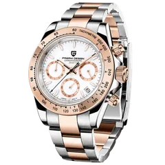 Pagani Design PD-1644 Gold, two-tone rose gold with white dial and rose-gold-tone bezel