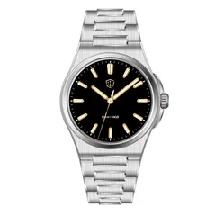Watchdives WD2007A with enamel black dial and gilt indices on the integrated bracelet