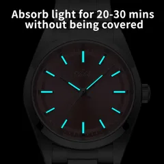 Addies AW25908 lume shot, hands and baton markers glowing blue