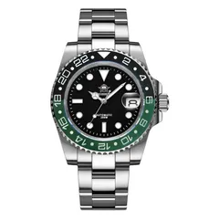 Addiesdive H3AC with black dial and a two-tone black and green ceramic bezel with a 24-hour scale (Two Color Sub listing photo)