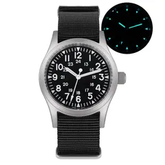 Militado ML05B, Black White Indices dial, on nylon strap