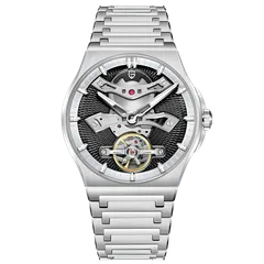 Pagani Design PD-YS028 with open-worked black dial on steel bracelet