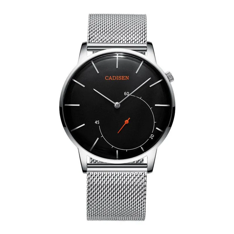 Cadisen C2029 with black dial and small seconds on a steel mesh bracelet