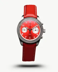 DuFrane Circuit Chronograph, Big Red, on red leather strap