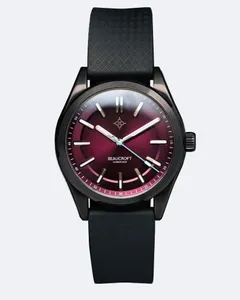 Beaucroft Rebel Red with black hard-coated case and deep red gradient dial on black rubber strap