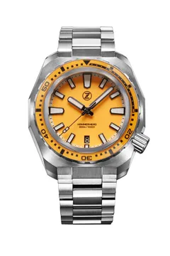 Zelos Hammerhead V3 300m Ti, fully lumed orange dial, orange lumed sapphire bezel