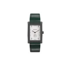 echo/neutra Rivanera with white dial on dark green shell cordovan strap
