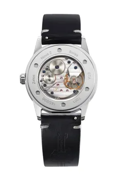 Zelos Nova 37mm steel caseback, sapphire window over the decorated ETA 7001, engraved "Nova 2" and "185/200"