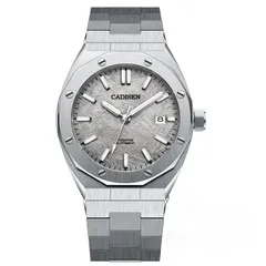 Cadisen C8193 with grey meteorite-pattern dial in a steel case