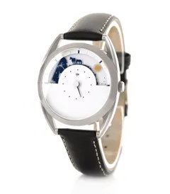 Mr Jones Sun and Moon, three-quarter view of the brushed steel case