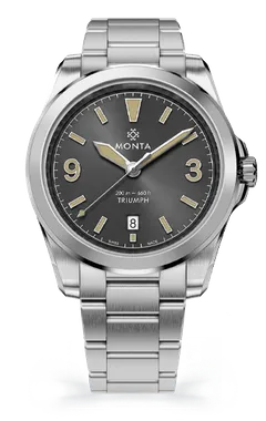Monta Triumph V2, silver sunburst dial, on bracelet