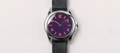 anOrdain Model 2 mkI Purple, purple vitreous enamel dial with two hands, on black shell cordovan strap