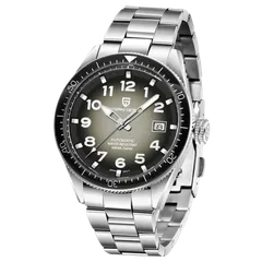 Pagani Design PD-1649 with grey-to-black gradient dial and black bezel on steel bracelet
