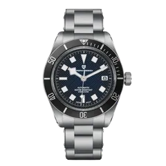 Pagani Design PD-1671 with blue textured dial and black bezel on steel bracelet