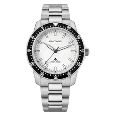 Militado ML25 with white dial, polished case and bracelet