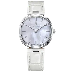 Pagani Design PD-1825 with white mother-of-pearl-look dial on white leather strap