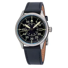 Islander 39mm Automatic Pilot ISL-108 with black Type-B dial and date at 3 on black leather strap