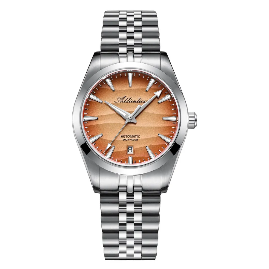 Addiesdive AD2540 "Desert Mirage" with coffee gradient sand-dune dial, smooth bezel and five-link bracelet