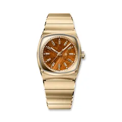 Brew Metric Lite, tiger's eye stone dial, on steel bracelet