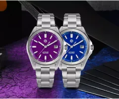 San Martin SN0129-C3 watches with purple and blue dials
