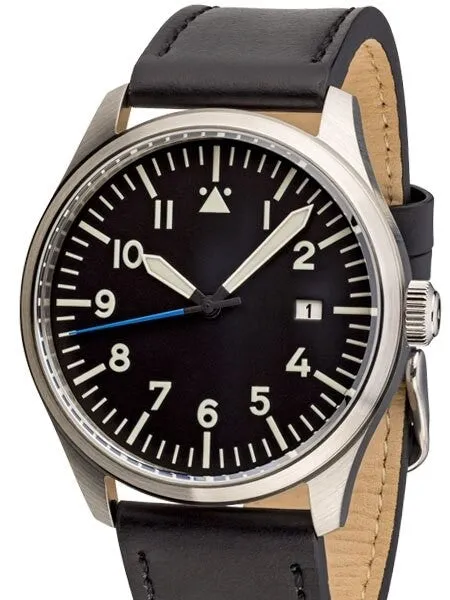 Islander Aviator Automatic with black Type-A dial, date at 3 and blue seconds hand