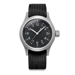 MKII Cruxible Hellion Non-date (satin) on a black Nytex strap
