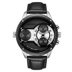 Cadisen C9057 with black and silver-white dial, silver-tone case and black bezel on a black leather strap