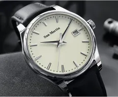 San Martin SN053 cream white dial with applied markers and date window