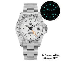 Watchdives WD16570 V2 with enamel white dial and orange GMT hand, with lume shot