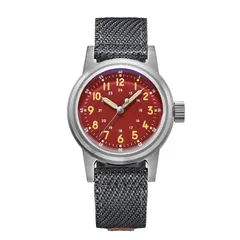 Addiesdive AD2076 with red dial on a grey fabric strap