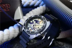 San Martin SN0057G with The Great Wave off Kanagawa luminous dial on rubber strap