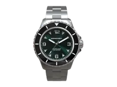 Bernhardt Cipher Diver Green, black bezel and green dial, on steel bracelet