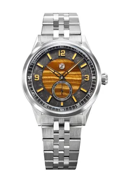 Zelos Comet 39 Vulcan, tiger's eye and forged carbon dial