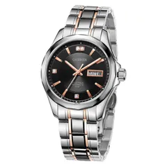 Cadisen C8051M day-date automatic with black dial and rose gold-tone accents on a two-tone bracelet