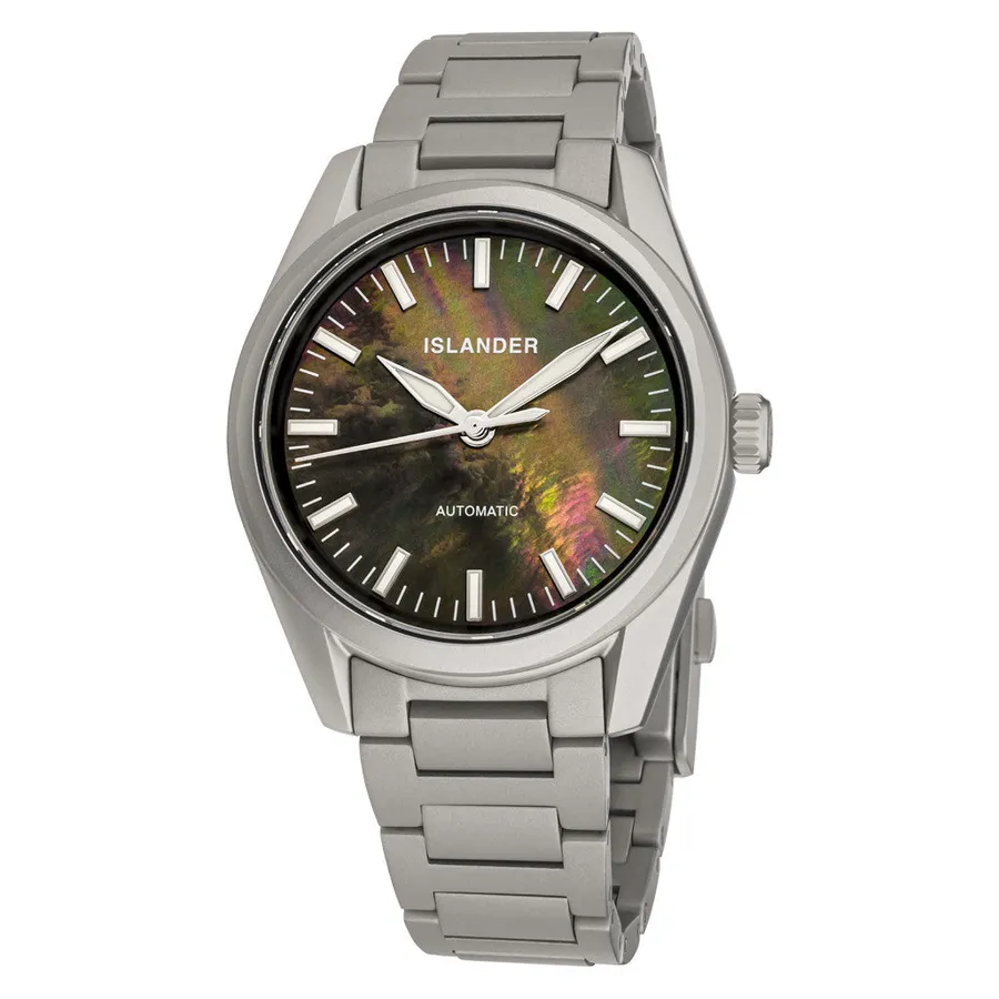 Islander Thunderbolt with black mother-of-pearl dial on blasted steel bracelet