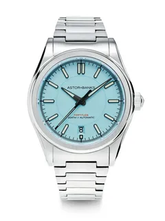 Astor+Banks Fortitude Pro, powder blue dial, on steel bracelet