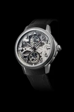 Zelos Mirage 8 Days Titanium Glacier on black rubber strap