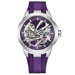 Pagani Design PD-YS030 with steel case and bezel and purple chapter ring on purple rubber strap