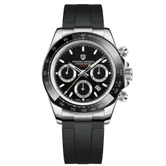 Pagani Design PD-1664 with steel case and black dial on rubber strap