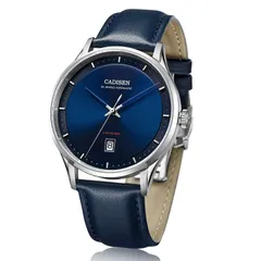 Cadisen C8143 automatic with blue dial in a steel case on a blue leather strap