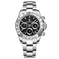 Pagani Design PD-1727 chronograph with black dial and silver-ringed subdials