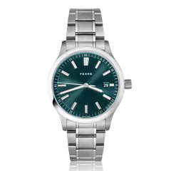 Fears Redcliff 39.5 Date Boutique Edition with Mallard Green dial on the steel bracelet