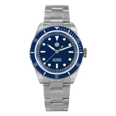 San Martin SN004-G-V5 with blue enamel dial and pencil hands