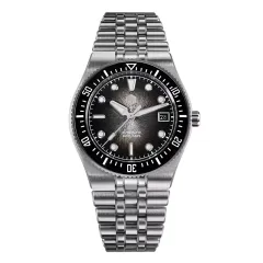 San Martin SN0148-GB 40mm with gradient black dial, black ceramic bezel and bar hands on five-link bracelet