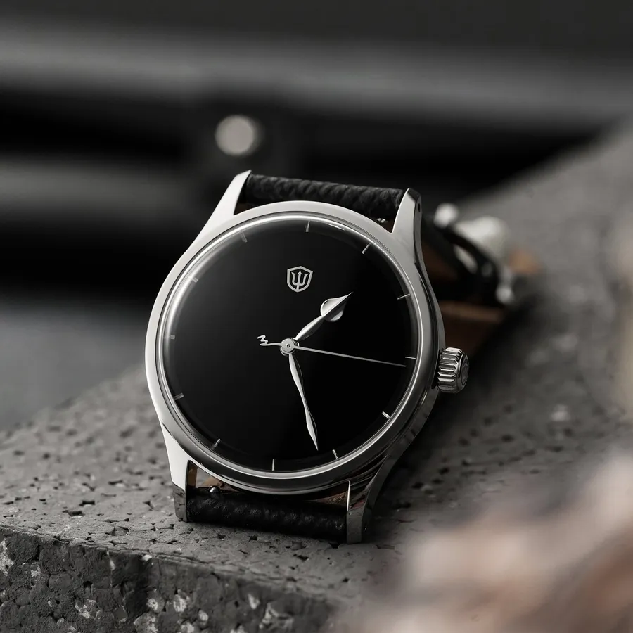 Watchdives WD2008 with Musou black dial on a black leather strap