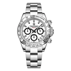 Pagani Design PD-1727 chronograph with white dial and black-ringed subdials