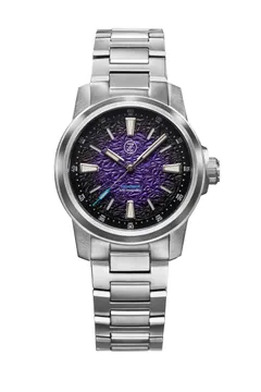 Zelos Aurora Field 38mm Ti, purple hammered fumé dial