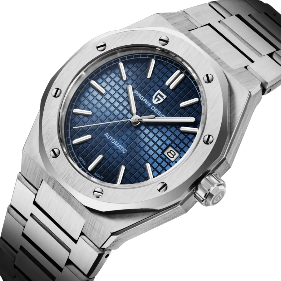 Pagani Design PD-1673 with blue dial on integrated steel bracelet