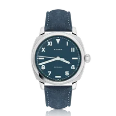Fears Brunswick 40 Topper Edition Winter Lake with blue California dial on a blue nubuck strap