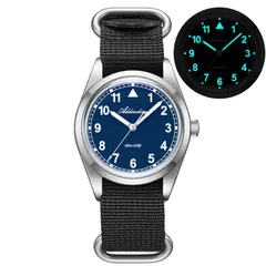 Addiesdive AD2079 Dial C, blue dial on a black nylon strap, with lume inset